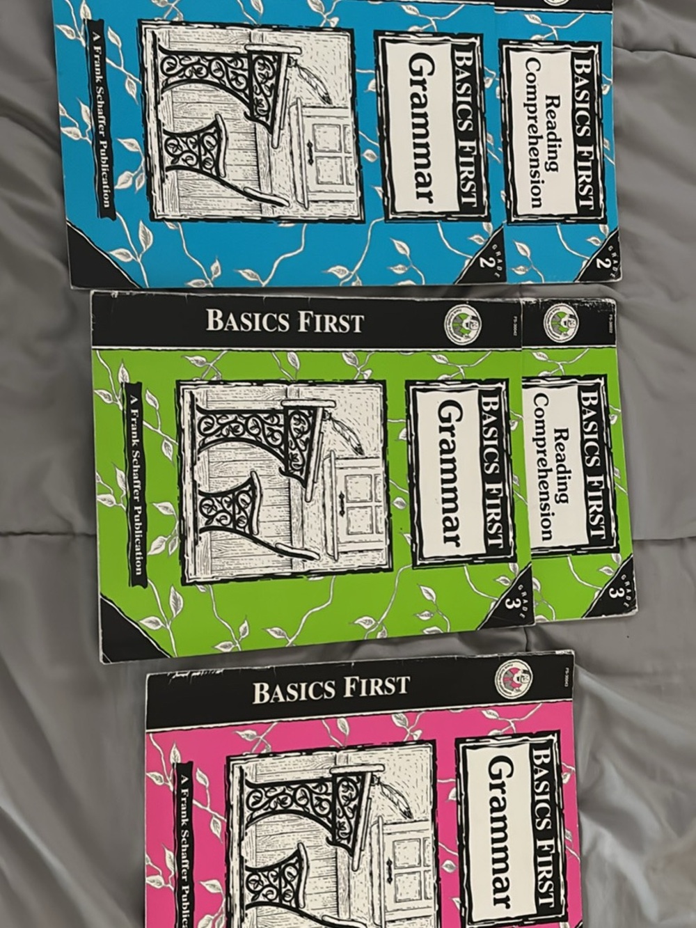 Basics First Grammar Workbooks - Blue, Green, Pink Covers